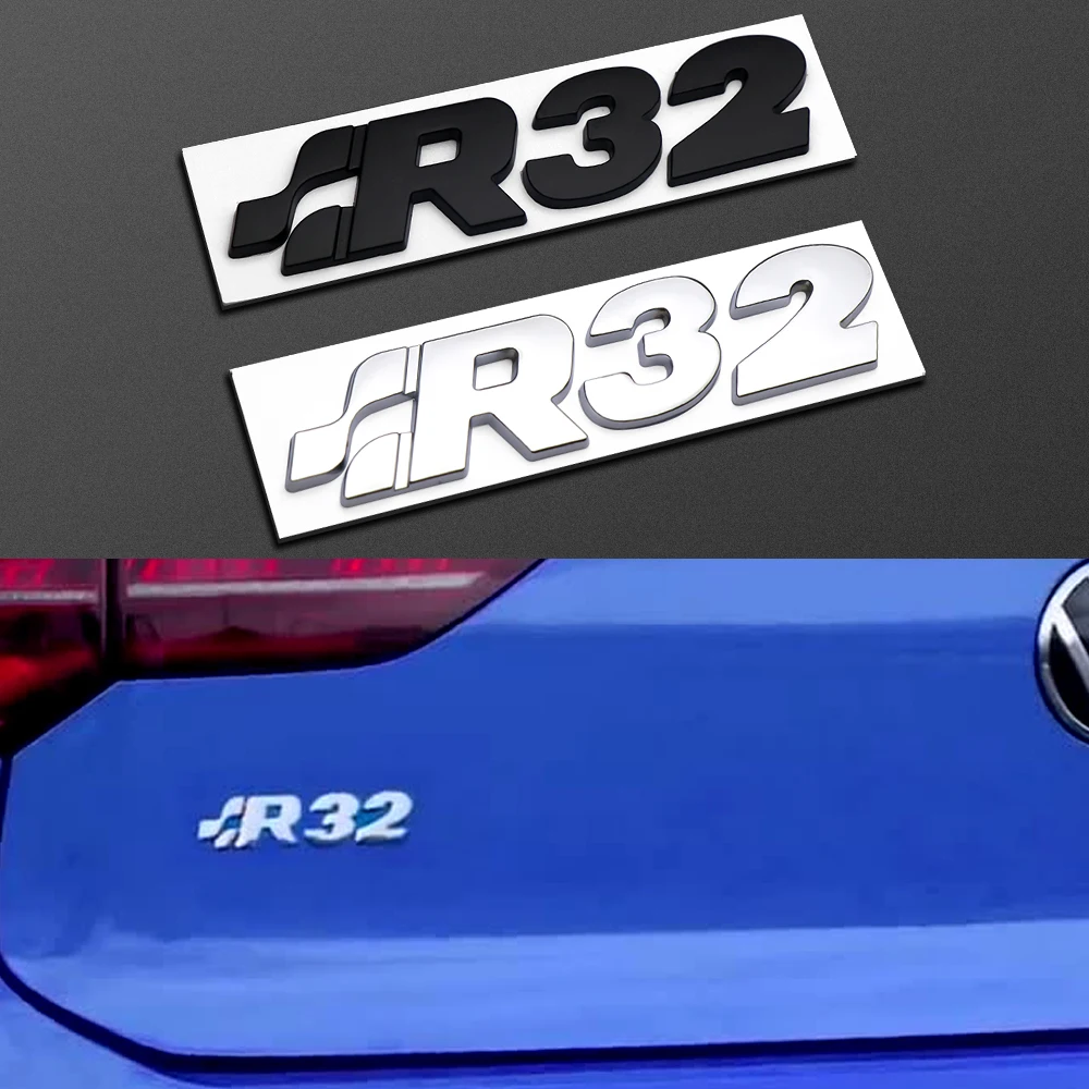 1Pc Car 3D Metal R32 Logo Sticker Per Golf 4 Golf 5 Mk4 Mk5 R32 Car Body Trunk Emblem Badge Decalcomania Sticker Accessori Per Auto