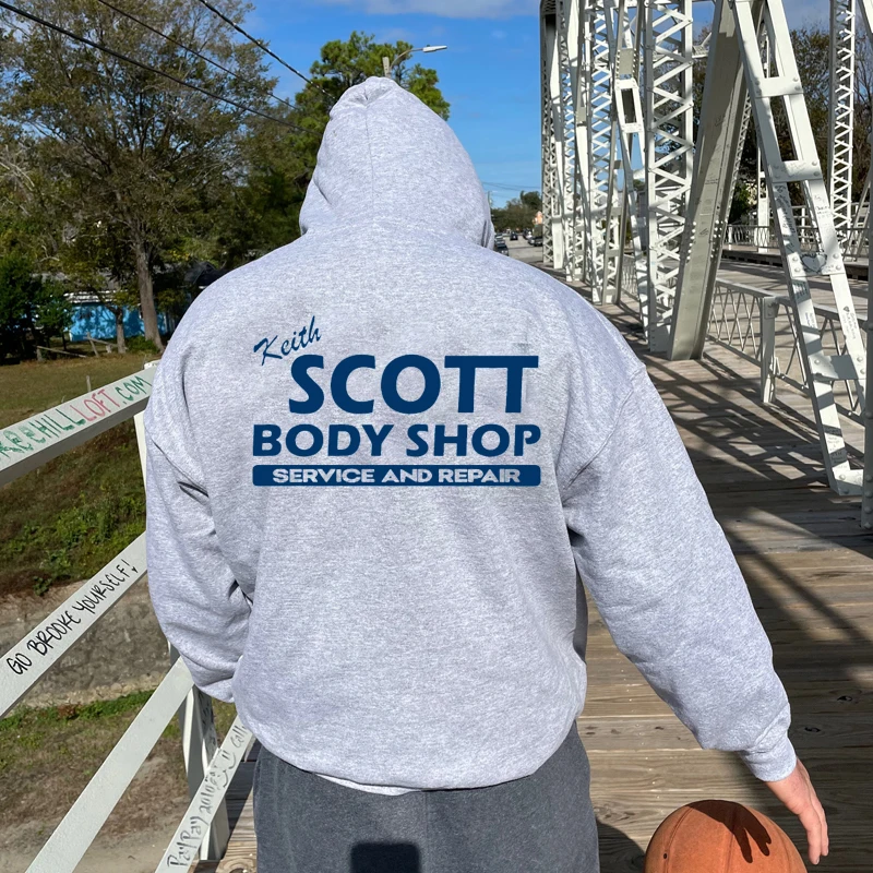 Joe Scott Body Shop Felpa Con Cappuccio Unisex One Tree Hill Lucas' Distressed Felpa Con Cappuccio Replica Cotone Abbigliamento Donna Pullover