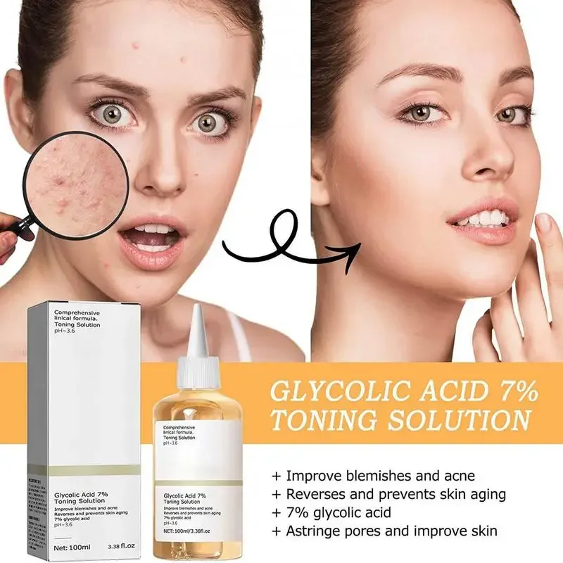 100Ml Riparazione Olio Viso Nutriente Delicato Acido Glicolico Toner Essenza Viso Acido Glicolico 7% Soluzione Tonificante