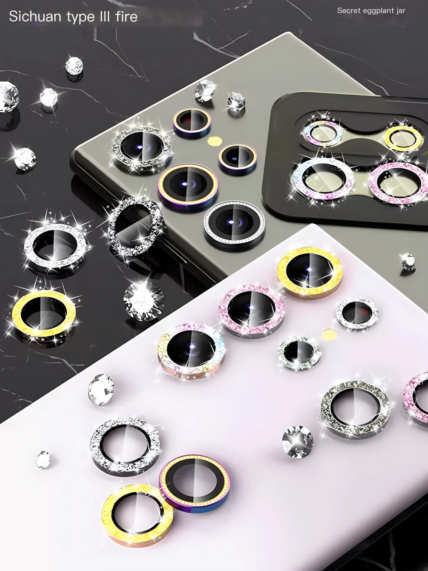Protezione Dell'Obiettivo Della Fotocamera Glitterata Per Samsung Galaxy S24 Ultra S24 Ultra Metal Lens Ring Glass S24 + S24 Plus S24 S24Ultra Copriob