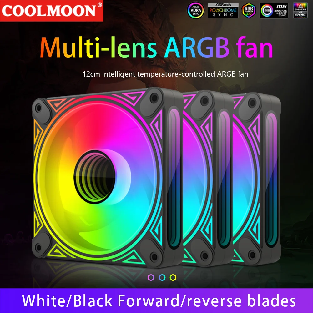 Ventola Di Raffreddamento Dm1 Argb Pc Cpu Custodia Silenziosa Ventola Luminosa Ventole Per Pc Di Raffreddamento Da 4.72 "Ventole Per Case Rgb Direzion