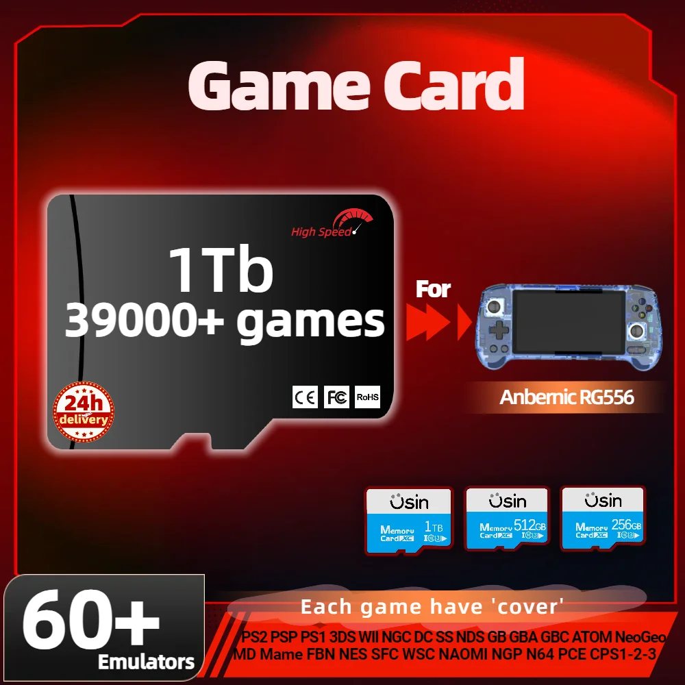 Memoria Di Gioco Tf Card Per Anbernic Rg556 All Emulator Pre-Installa Giochi Retrò Più Ps2 Psp Portatile Portatile Ad Alta Velocità 1Tb 512G