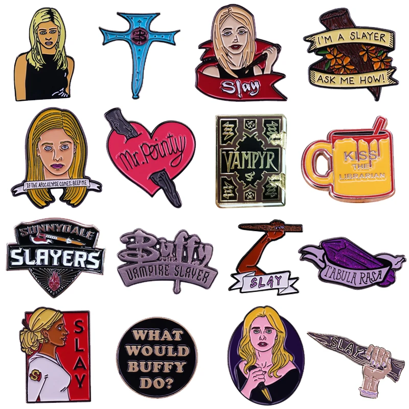 Buffy The Vampire Slayer Smalto Pin Collection Mr. Pointy Palo Tabula Rasa Crystal Spell/Library Mug Spille