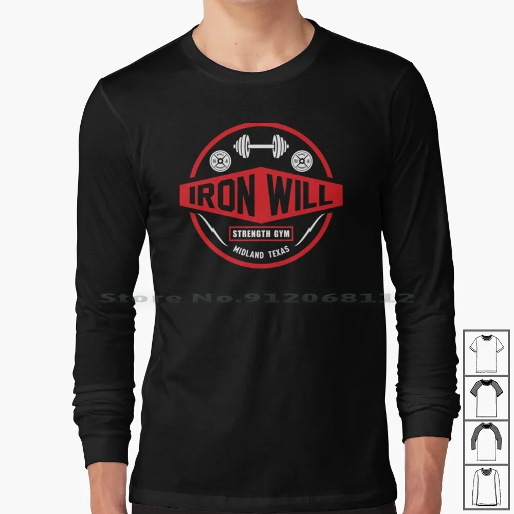 Iron Will Strength Logo Maglietta A Maniche Lunghe Midland Texas Powerlifting Gym Lifting Iron Will Iron Will Strength Gym