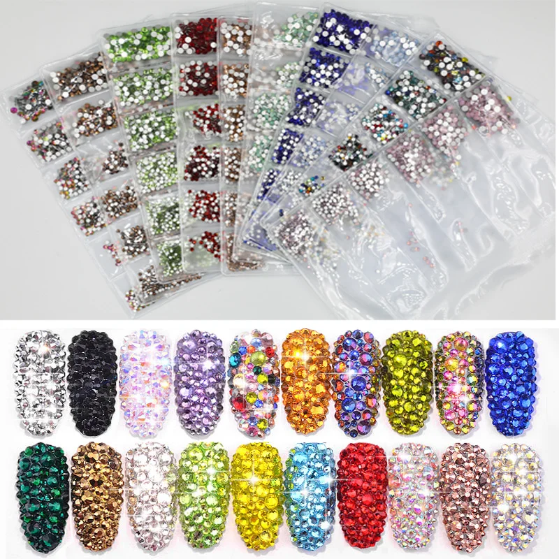 40 Colori Mix Dimensioni Cristallo Ab Vetro Nail Art Strass Cristalli Glitter Strass Nail Art Strass Per Decorazioni Nail Art
