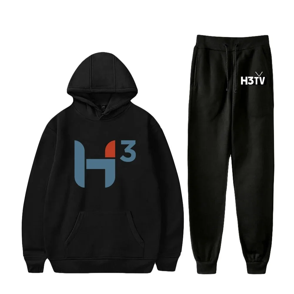 H3 Podcast Duas Pecuas Senhoras/Moletom Com Capuz Masculino + Calcuo As Rosa Unisex Harajuku Terno 2024