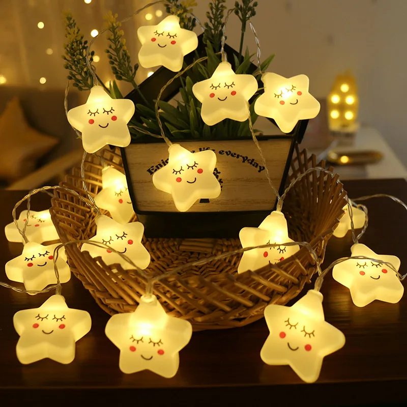 Decorazione Natalizia Led String Lights Indoor Smiley Face Party Atmosphere Room Battery Lights Outdoor Festival Waterproof 245