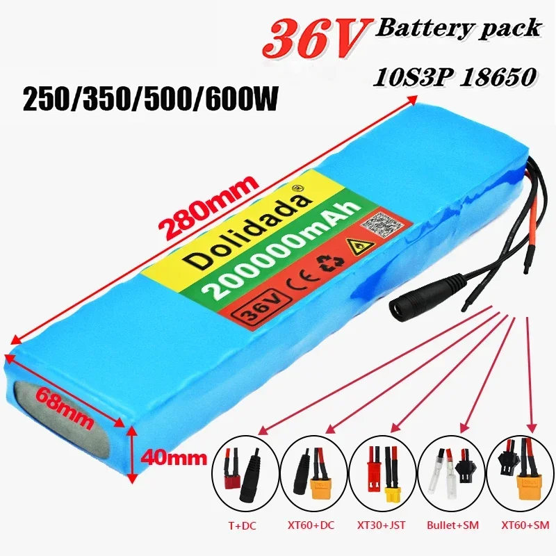 Spedizione Gratuita De Batterie Au Lithium Ricaricabile 10 S3P, 36V, 18650 Ah, 600W, Pour Velo Et Trottinette Etttrique, Avec Bms