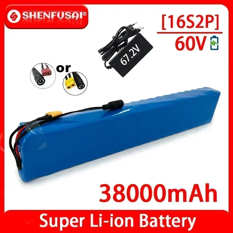 Bateria De Litio De 1000 W, 16 S2P 60V 38000 Mah Para Silla De Ruedas Y Bicicleta Eletctrica, Conector T O Xt60, Ultra - Duradero