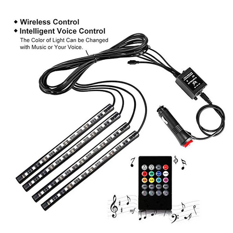 Car Interior Decorative Lamp Strips Atmosphere Lamp Cold Light Dashboard Console Ambie Led Lights