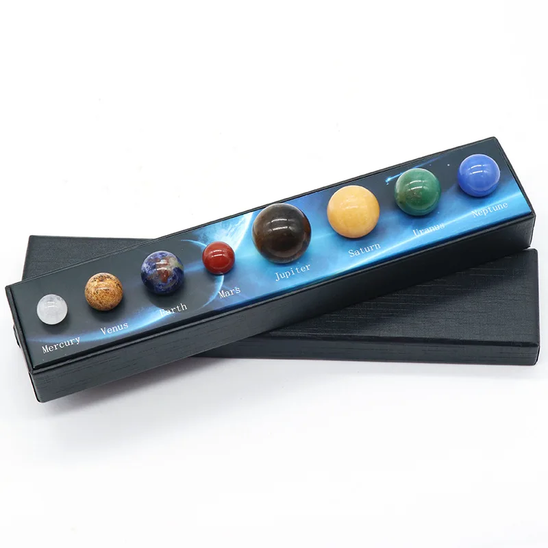 Natural New Crystal Planets Ball Solar Sun System Rock Quartz Stones Beads Healing Reiki Chakra Energy Sphere Galaxy Model Globe
