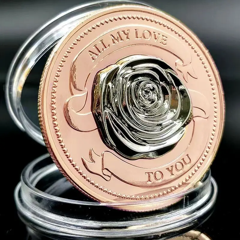 Love Rose Gold Moneta Commemorativa Bicolore Sollievo Tridimensionale Rose Love Anniversary Regalo Di San Valentino Anniversari Di Nozze