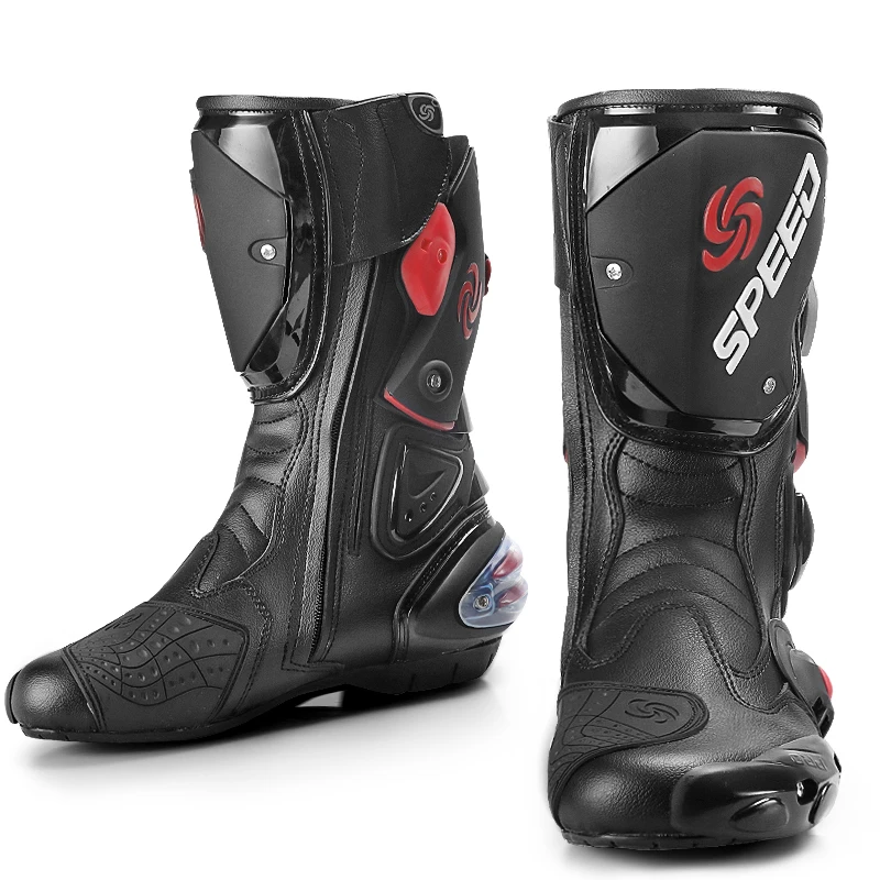 Stivali Da Moto Da Uomo Stivali Da Corsa In Pelle Microfibra Barche A Motore Stivali Da Moto Botas Moto Motocross Al Ginocchio