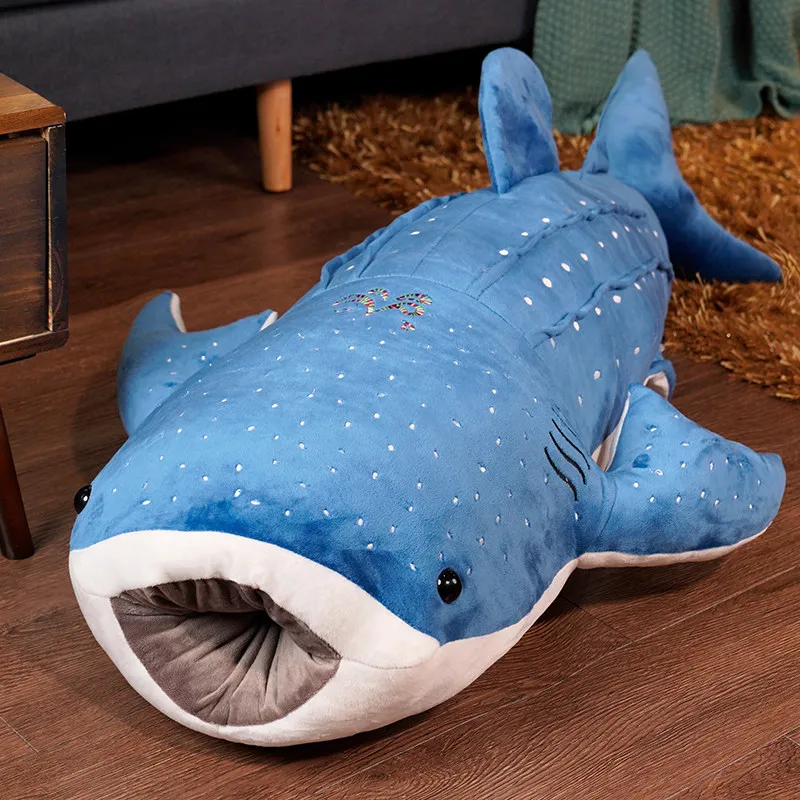 55Cm New Cute Blue Shark Peluche Big Fish Cloth Doll Farcito Whale Animals Doll Lovely Children Baby Birthday Gift