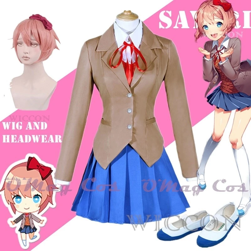 Gioco Doki Doki Letteratura Club Cosplay Sayori Cosplay Sayo-Nara Cosplay Costume Parrucca Set Uniforme Scolastica Ragazza Costumi Donna