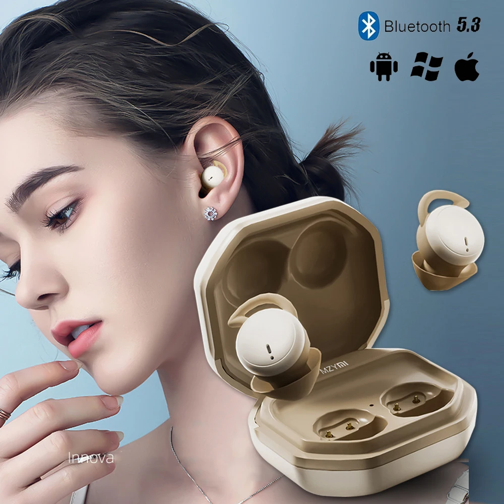 Mzymi Sleeping Earbuds Tws Bluetooth Wireless Headphone Mini Auricolare Invisibile Con Cancellazione Del Rumore Cuffie Comode Per Dormire