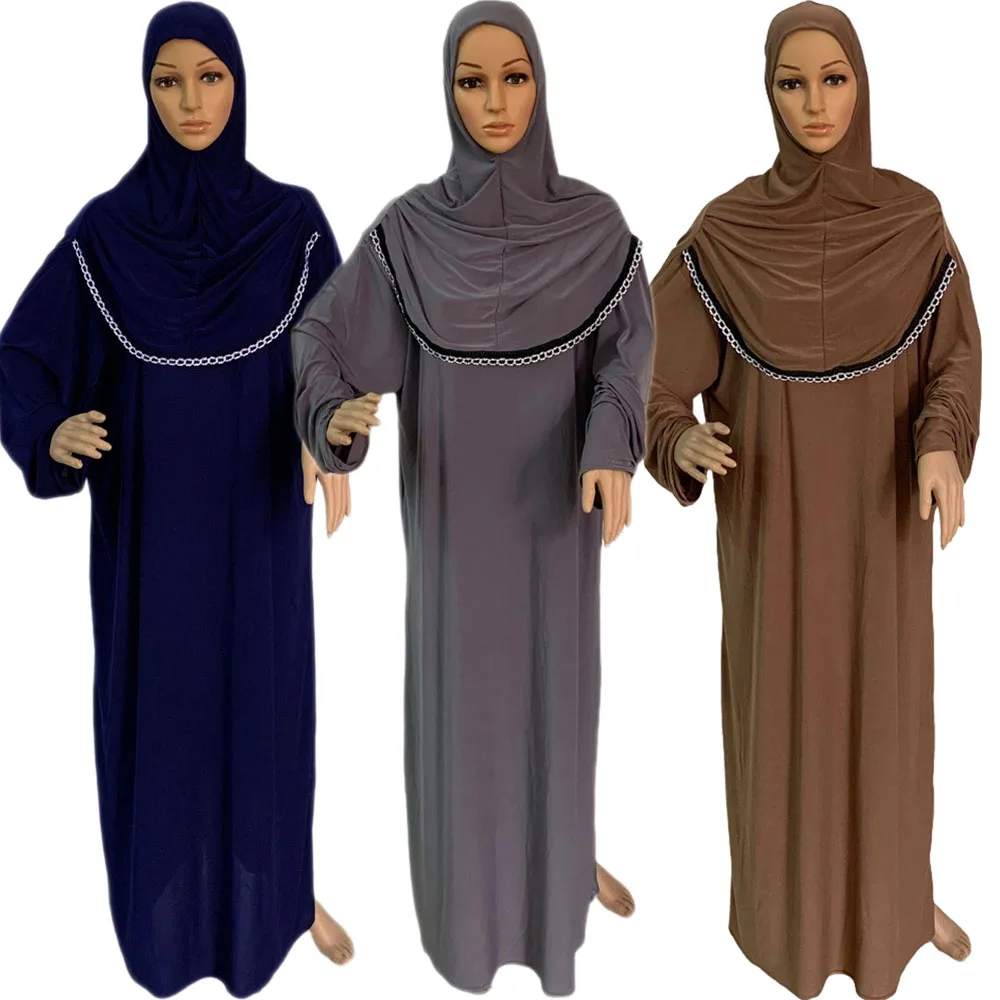One Piece Women Musulmano Con Cappuccio Abaya Eid Ramadan Preghiera Indumento Abbigliamento Islamico Robe Hijab Abaya Niqab Abito Caftano Caftano Khim
