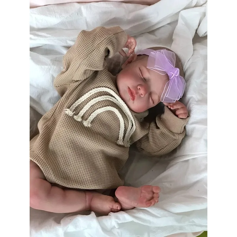 19 Pollici Sleeping Loulou Reborn Baby Doll Handmade Bebe Dolls Come Real Soft Touch Bambola Coccolosa Con Pelle Dipinta In 3D Muslimah