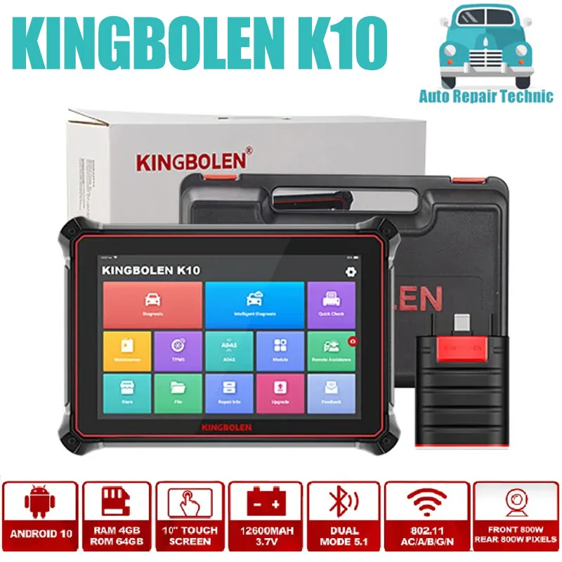 Kingbolen K10 Scanner Bidirezionale Full Systems Diagnostic Scan Tool, 34 Reset Ecu Coding, Autoautoth Per Fca Sgw 2 Anni Di Aggiornamento
