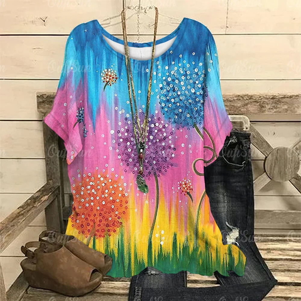 2024 Plus Size Abbigliamento Donna Donna Fashions T-Shirt Color Clash Maglietta Manica Corta Donna Girocollo Pullover Colorato