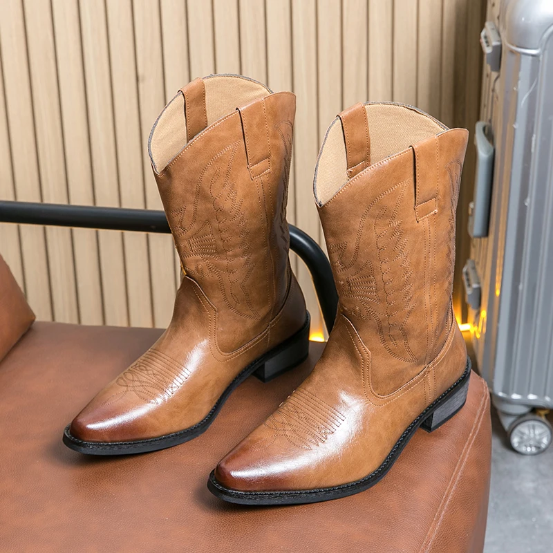 Stivali Chelsea Da Uomo In Stile Inglese Punte A Punta Stivali Da Lavoro Marroni Alla Moda Stivali Eleganti Da Banchetto Di Fascia Alta Per La Consegn