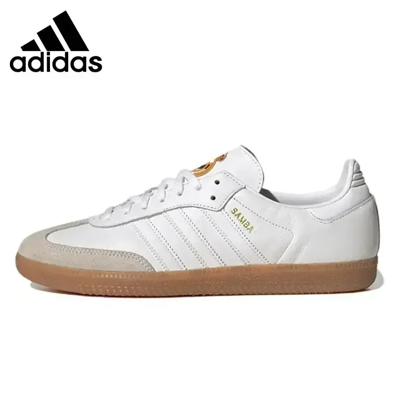 Adidas-Original Samba Team Low Skateboard Chaussures Pour Homme Et Femme, Unisexe, Beige, Blanc