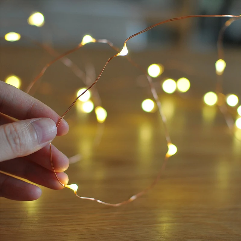 2M 5M 10M Led String Lights A Batteria Sliver Wire Fairy Garland Light Christmas Outdoor Lights Chain Wedding Patry Decor