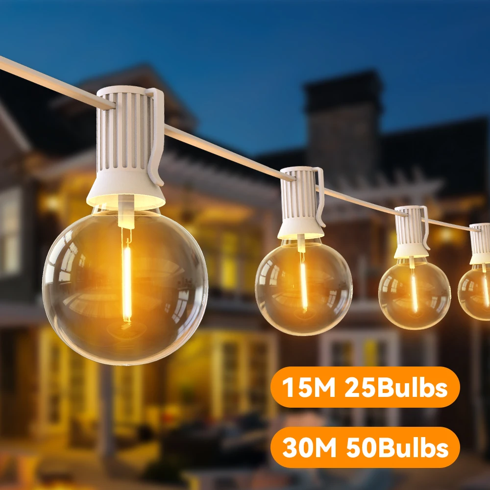 G40 30M Fata String Lights Patio Garden Lights Christmas Lights Gift Warm White Cable Garland Light