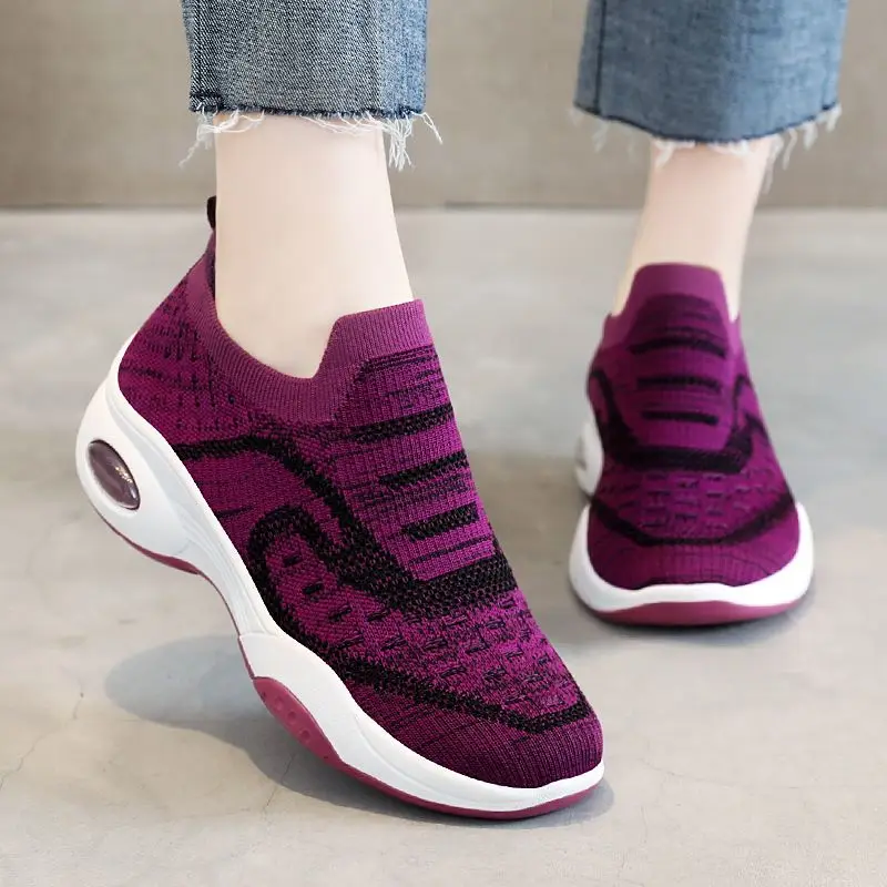Scarpe Da Ginnastica Con Tacco A Zeppa Da Donna Eleganti Alla Moda Scarpe Da Ginnastica Con Tacco Comode E Comode Da Donna In Mesh Traspirante