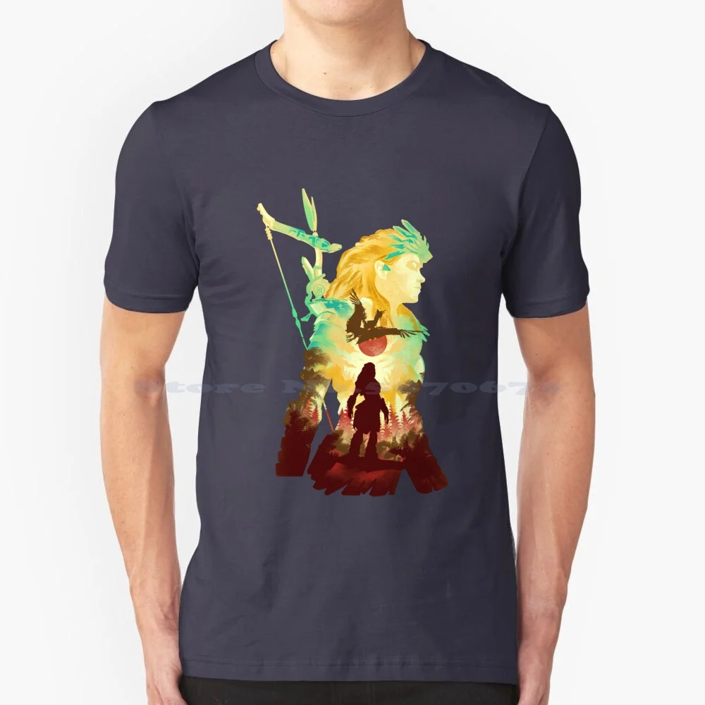 New Adventure At The West T Shirt 100% Cotone Tee Aloy Guerrilla Videogioco Gaming Horizon Zero Dawn Horizon Departed West