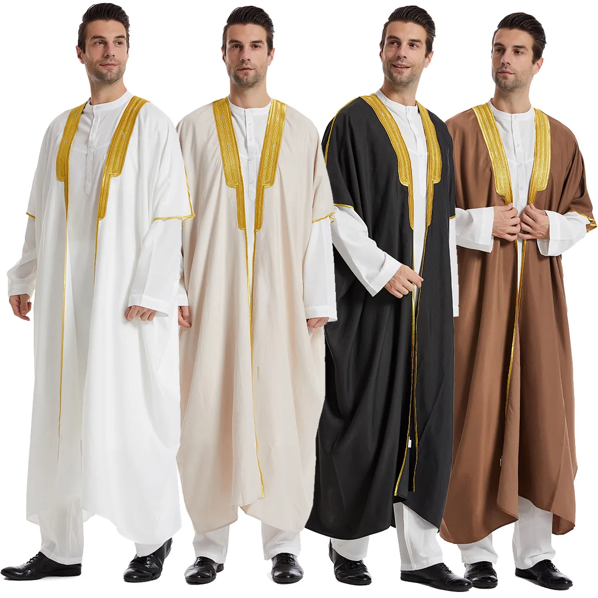 Abbigliamento Islamico Uomo Robe Caftano Uomo Musulmano Marocchino Casual Abito Lungo Arabo A Righe Abito Medio Oriente Costume Nazionale