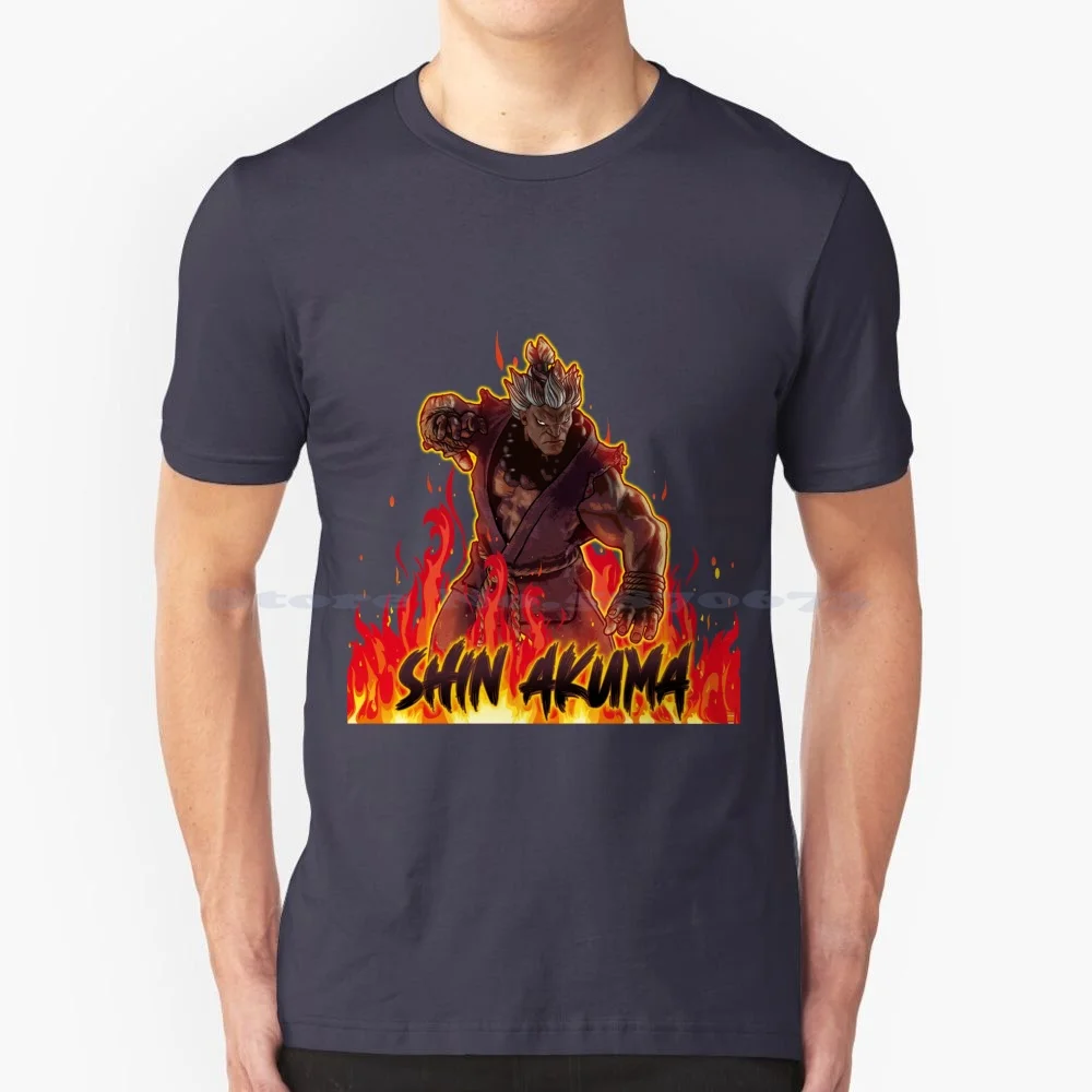 Akuma Tekken T Shirt 100% Cotone Tee Tekken 7 Gioco Di Combattimento Lotta Anime Jin Khazama Shin Akuma Fire