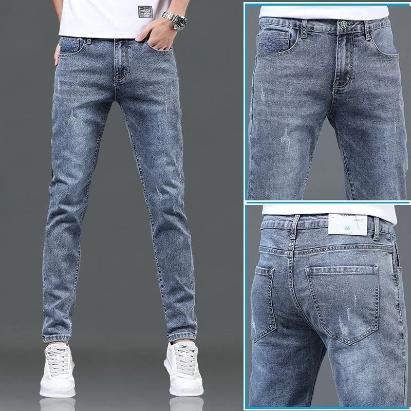 Primavera Autunno Slim Blue Jeans Cheap Cowboy Wash Stile Coreano Adolescenti Luxury Hip Hop Pantaloni Skinny Alla Moda In Denim