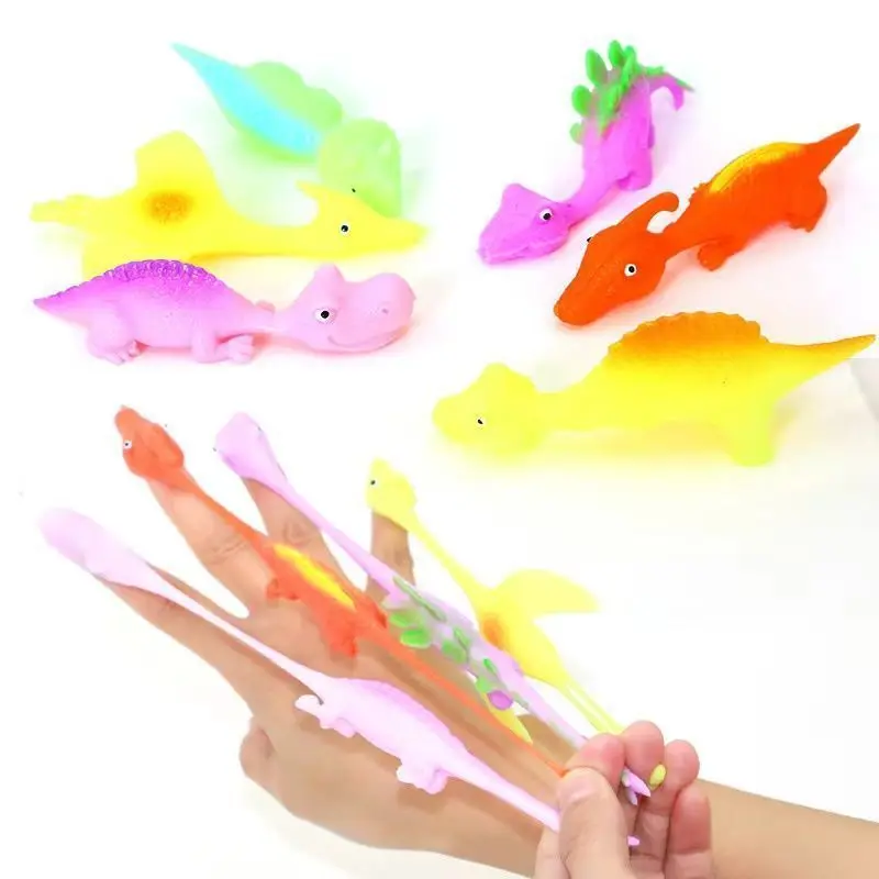 Novità Sticky Catapusted Ejection Dinosaur Toy Light Rubber Finger Prank Flying Fun Games Giocattolo Di Decompressione Regalo Di Compleanno