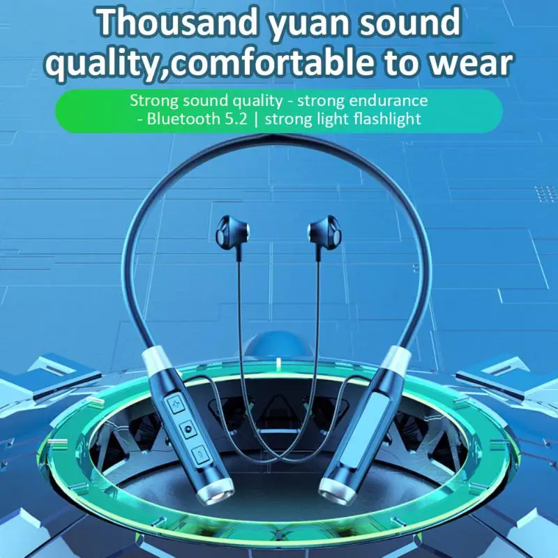 Bt-35 Wireless -Compatibile Sport Auricolare Stereo Bass Magnetic Neck Hanging Headphone Con Fleleglight Support Tf Card