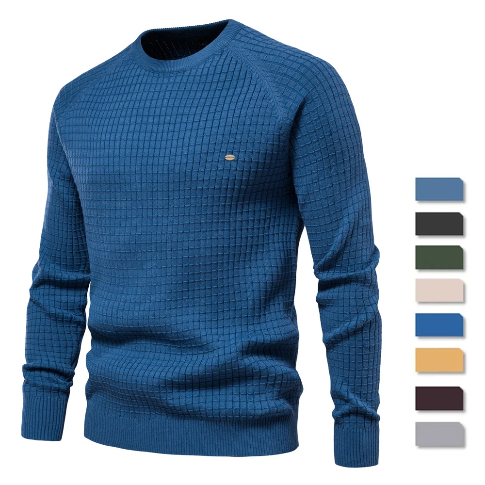 100% Cotone Autunno E Inverno 2023 Nuovo Cotone Retrò Maglione Di Alta Qualità Da Uomo Pullover Di Colore Puro Maglione Di Base Da Uomo