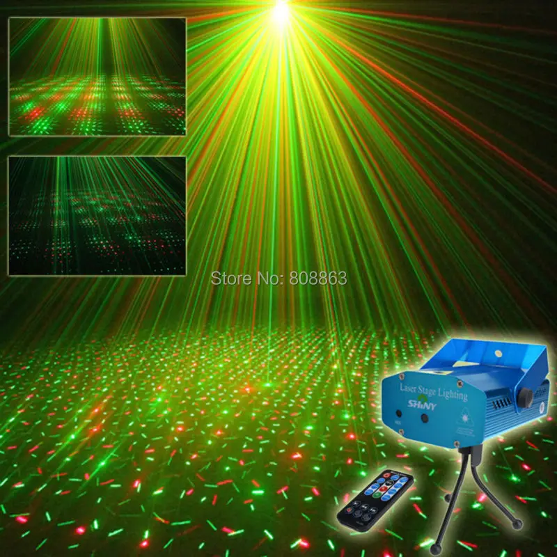 Mini R & G Telecomando Full Stars Sky/24 Pattern Proiettore Laser Bar Shop Dance Disco Party Natale Dj Stage Lighting Light N8R1
