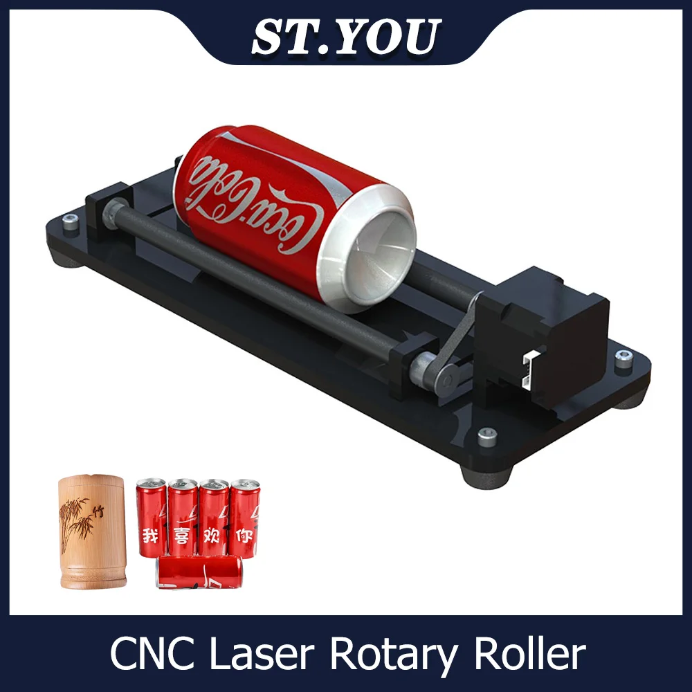 Cnc Laser Rotary Roller Y-Axis Rotatory Incisione Modul Ey-Axis Roller 360 ° Rotante Modulo Incisore Laser Per Oggetti Lattine Tazze