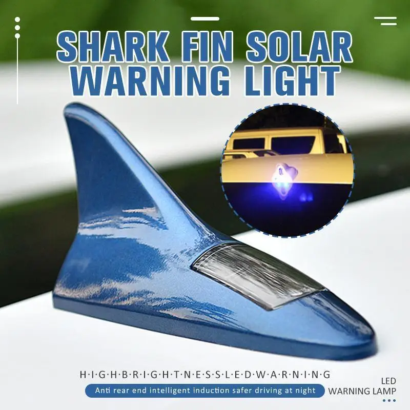Universal Car Shark Fin Roof Antenna Solar Power Led Flash Light Automotive Radio Roof Tail Wing Modifica Decor Light