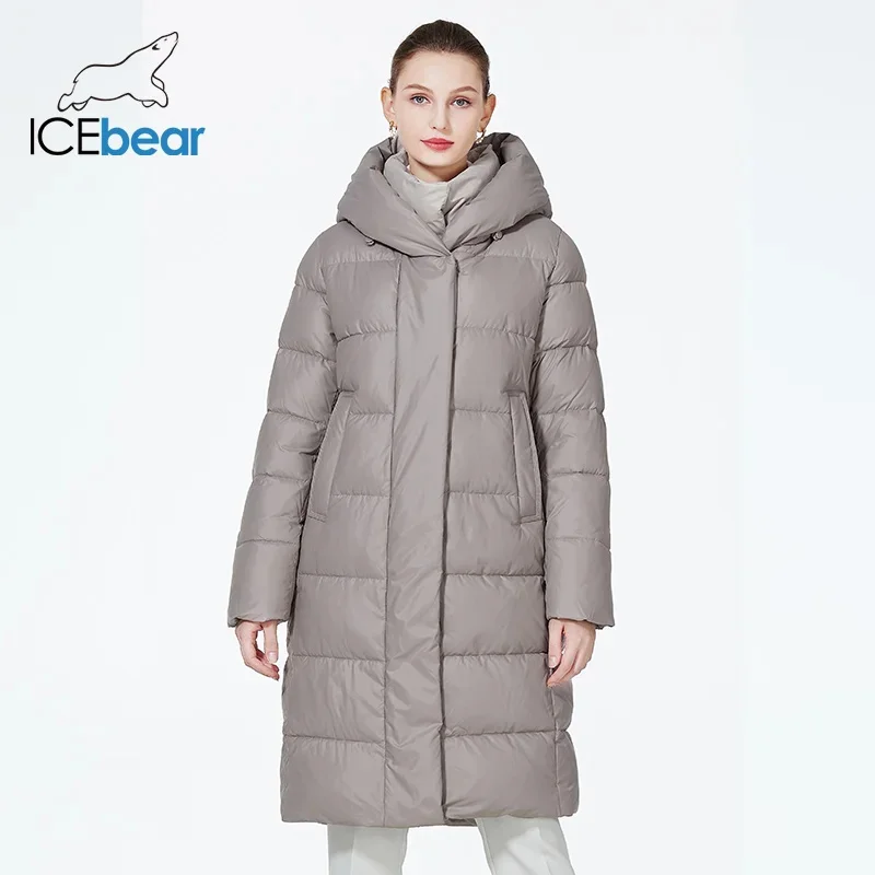 Icebear 2023 Giacche Lunghe Invernali Da Donna Elegante Piumino Addensato Cappotto In Cotone Antivento Gwd3729I
