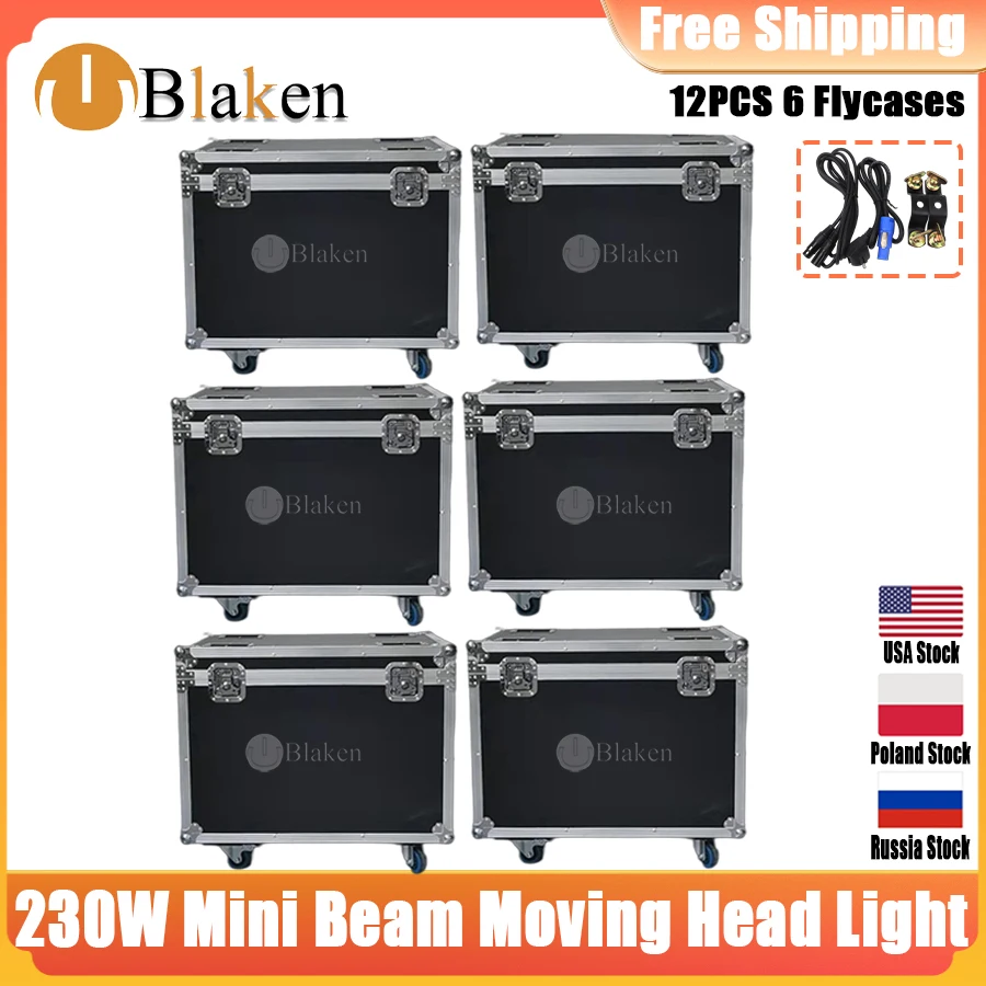 0 Tax 6Pcs Fly Case Per Prezzo Di Fabbrica Lyre Sharpy Beam 230W Moving Head Beam Mini 230W 7R Dmx Luci Da Palcoscenico Con Gobo Rainbow