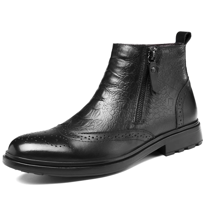 Stivali In Vera Pelle Da Uomo Zips High Top Warm Stivaletti Da Uomo Bota Masculinas De Couro Bottines Bottes Hommes En Cuir