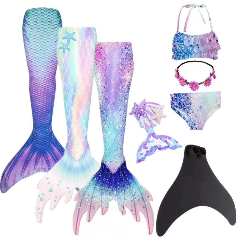 New Summer Kids Swimming Mermaid Tail Costume Da Sirena Cosplay Bambini Princess Party Fantasy Costume Da Bagno Può Aggiungere Monofin Fin Xmas