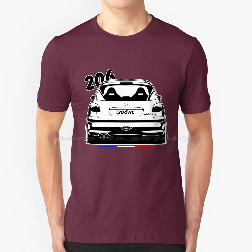 206 Rc Back T Shirt 100% Cotone Tee Carlover 206 Gti Rc Vehicle Voiture Sport 2021 New Sketching Black Line Low And Slow Shot