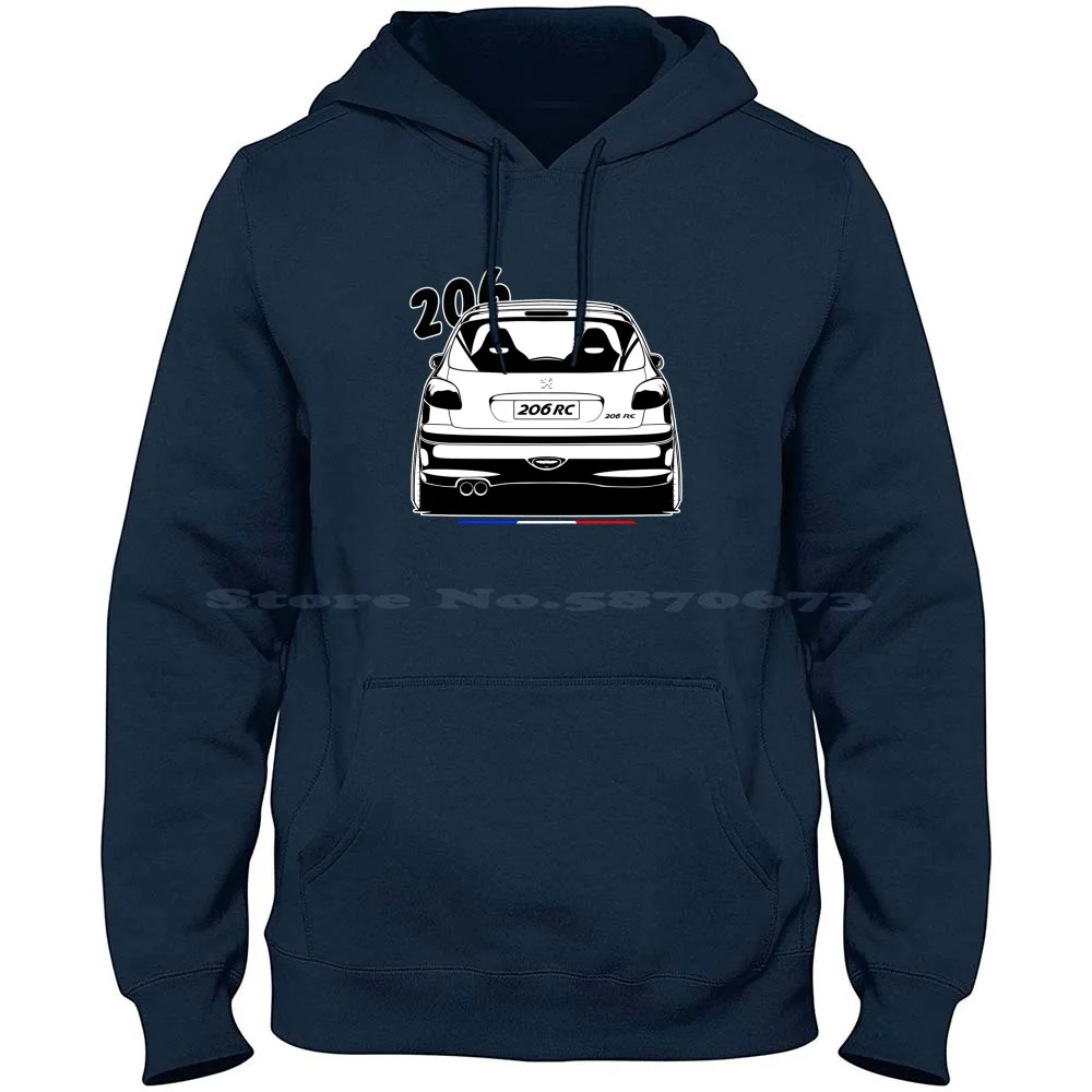 206 Rc Back 100% Cotone Felpa Con Cappuccio Carlover 206 Gti Rc Veicolo Voiture Sport 2021 Nuovo Schizzi Linea Nera Colpo Basso E Lento