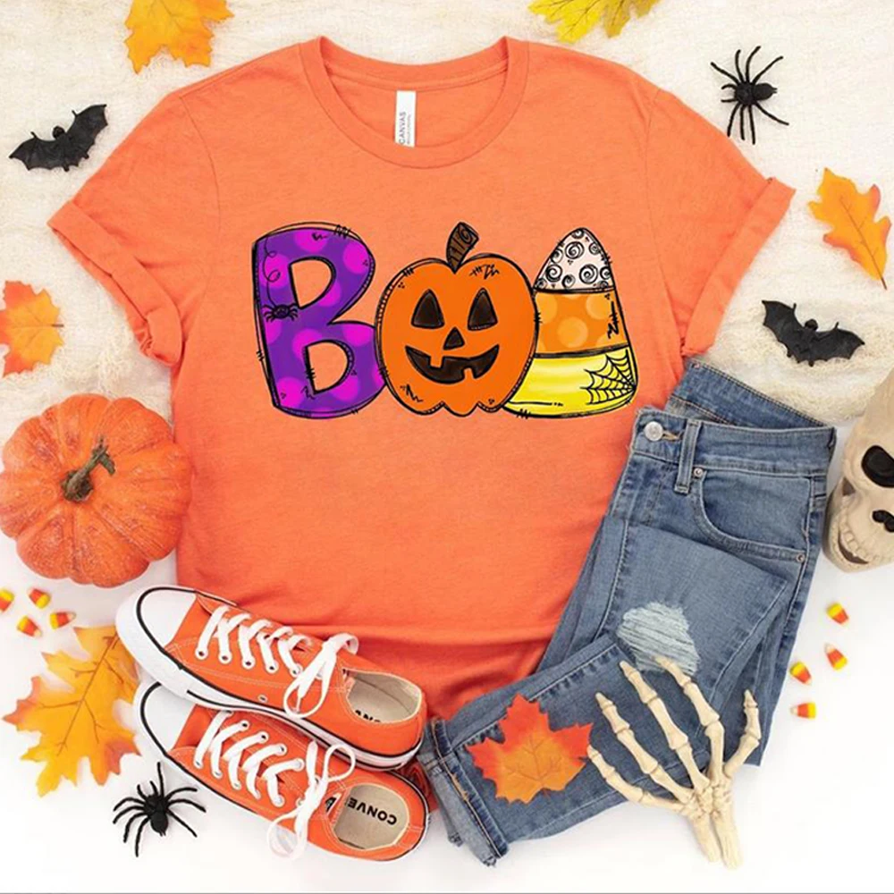Boo Doodle Lettere T Shirt Halloween Party Shirts Hocus Pocus Tshirt Halloween Funny Tee Unisex Manica Corta Casual Top