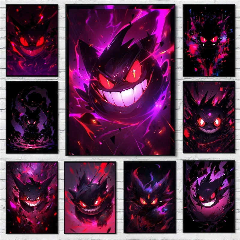 Manga Giapponese Pokemon Gengar Wall Art Decoration De Maison Moderne Cadeaux D'Amis Affiche Esthentique Decorativo Personnalisée