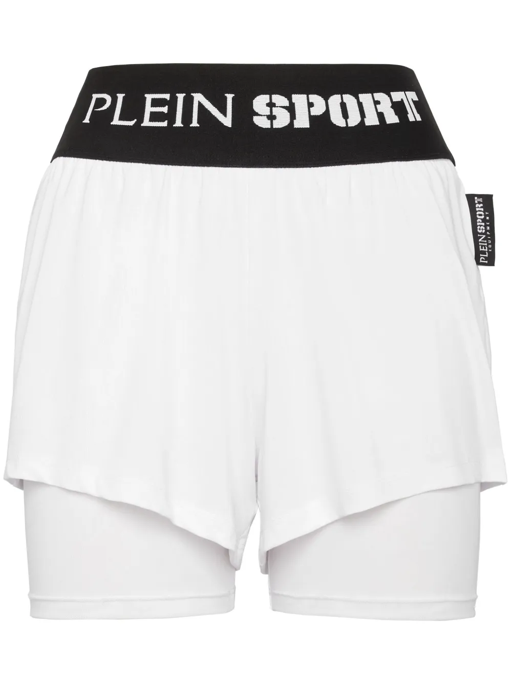 Plein Sport logo-waistband tennis shorts - Bianco