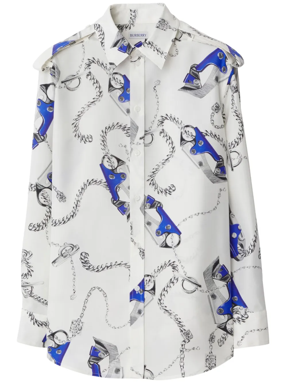 Burberry Knight Hardware-print silk shirt - Bianco
