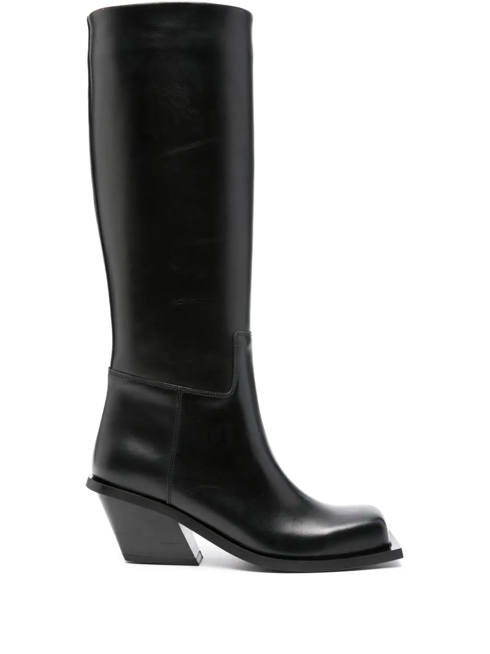 GIABORGHINI square-toe leather boots - Nero